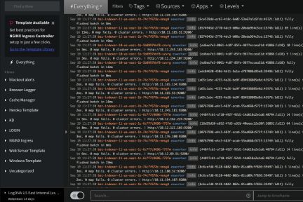 Terminal log viewer mockup